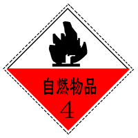 上半部白色  图形:火焰(黑色或白色) 文字:黑色或白色 标志  自燃物品